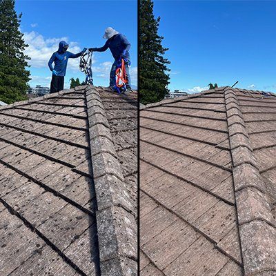Concrete tile roof cleaning in Surrey BC