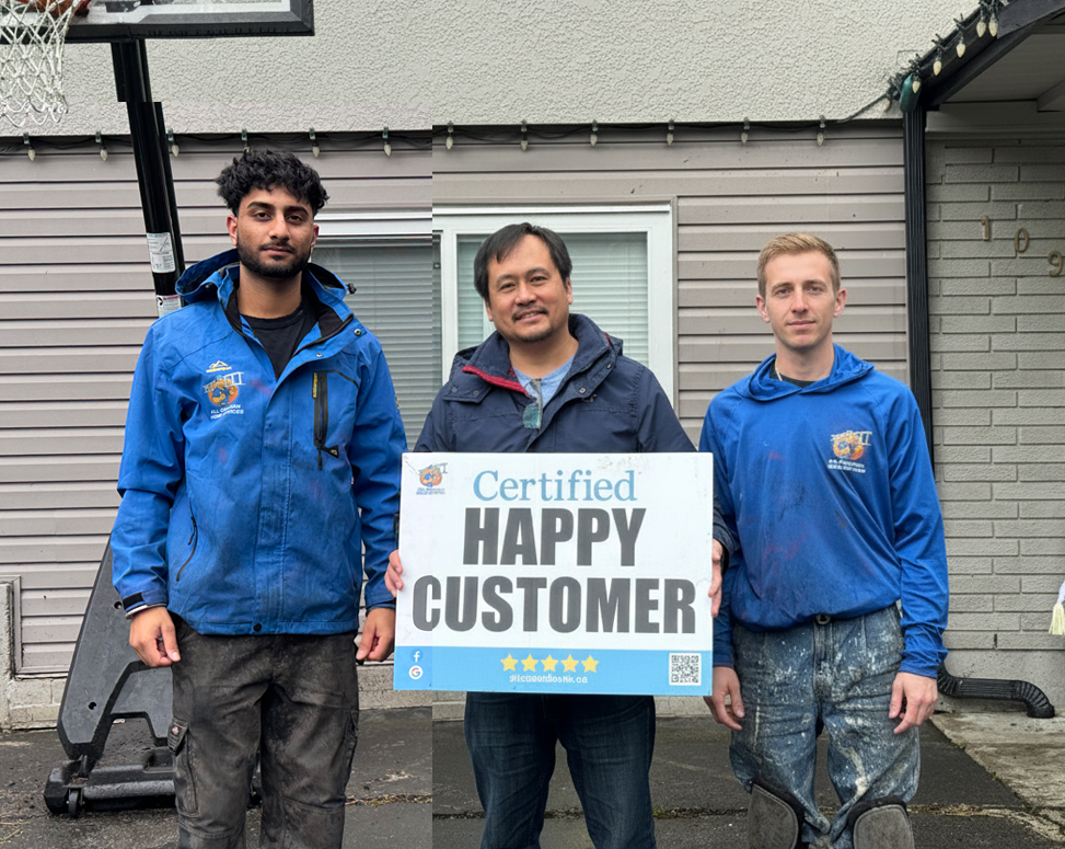 Happy customer after roof cleaning in White Rock BC