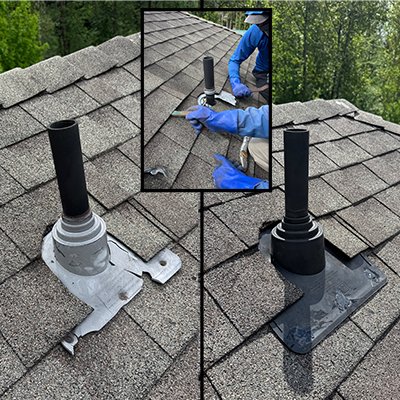 Pipe boot replacement and roof repair in Surrey BC